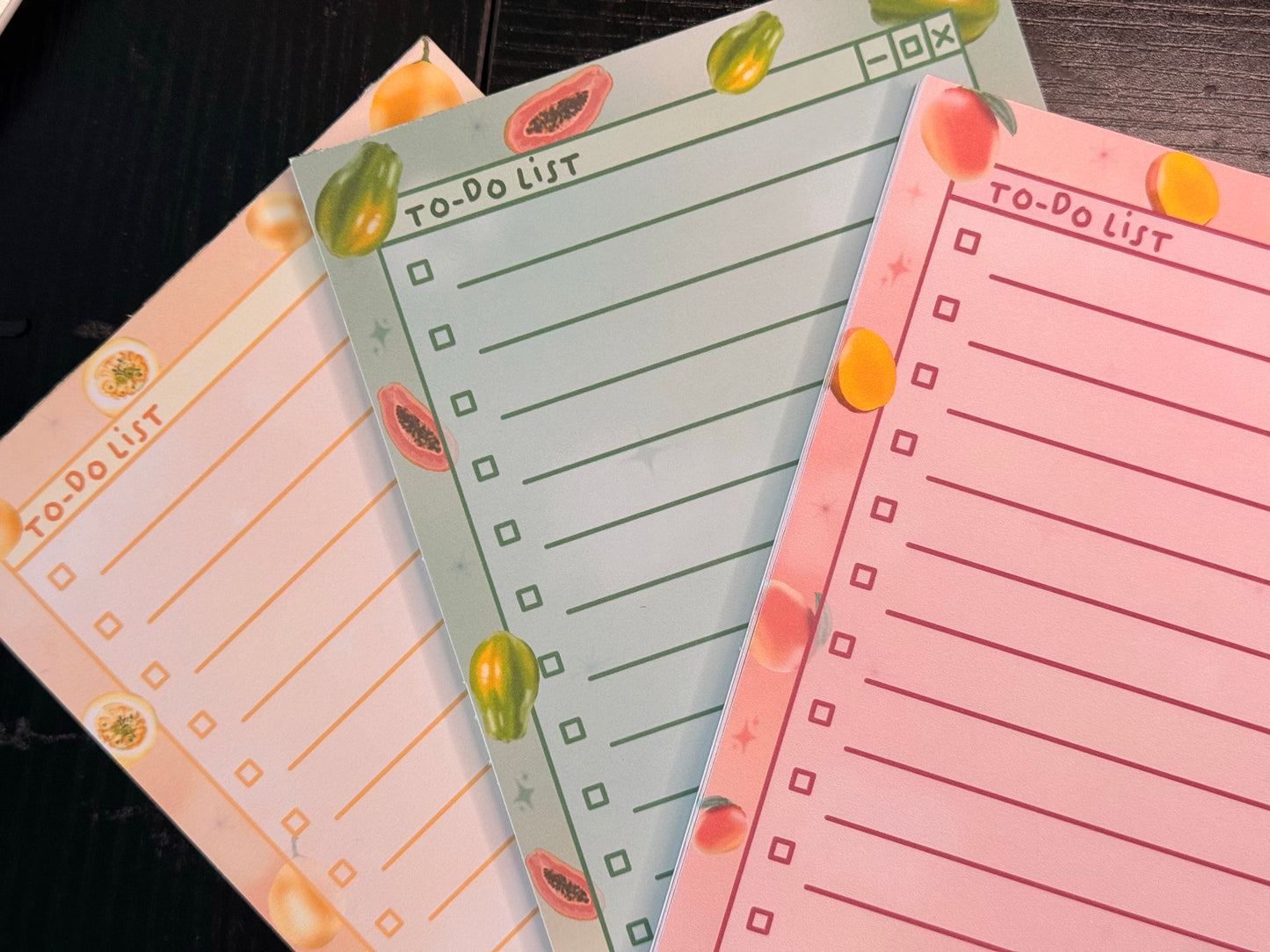 Tropical Fruit To-Do List Notepads – Papaya, Mango, Lilikoi