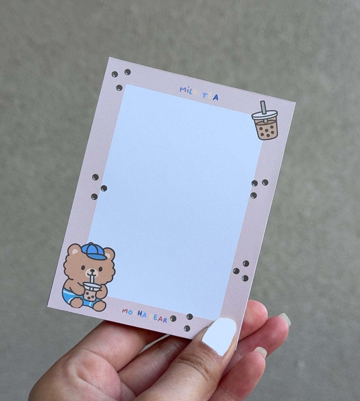 Mocha Bear Mini Notepads — Surfing, Lei-Making, & Sipping Milk Tea