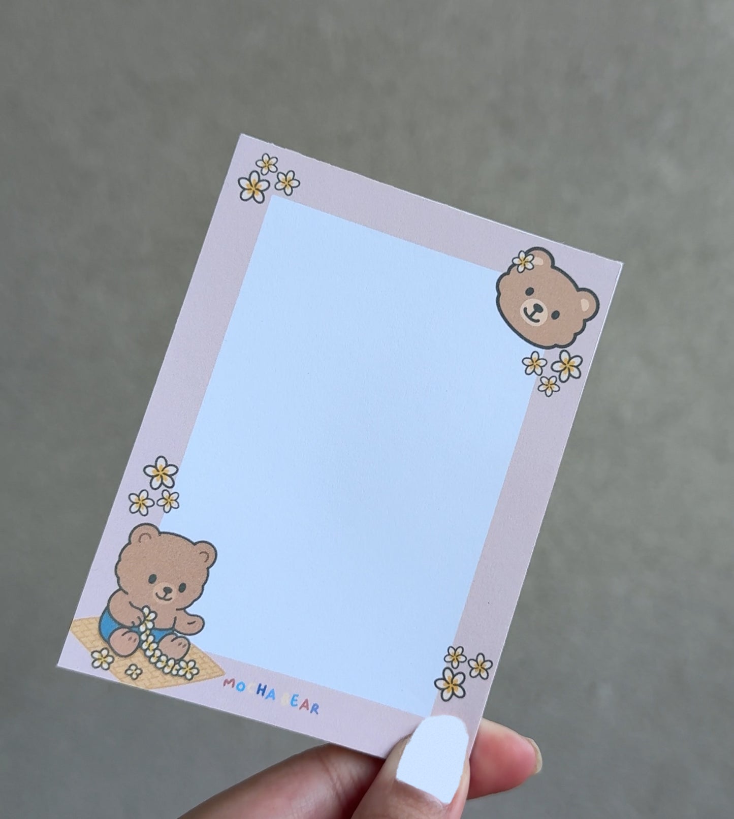 Mocha Bear Mini Notepads — Surfing, Lei-Making, & Sipping Milk Tea