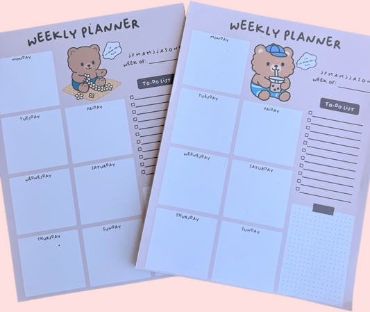 Mocha Bear Weekly Planner – Lei Making & Milk Tea Duo