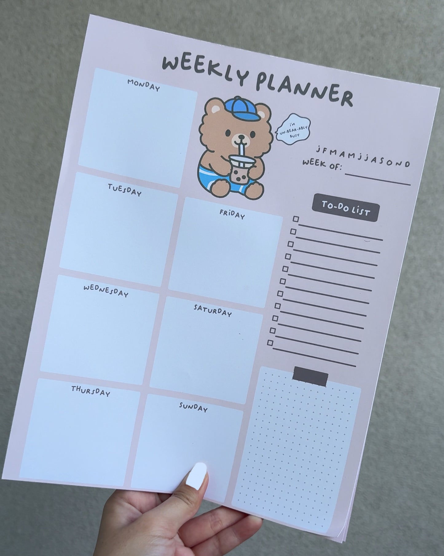 Mocha Bear Weekly Planner – Lei Making & Milk Tea Duo