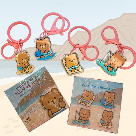 Mocha Bear Blind Keychains – Day at the Beach Series