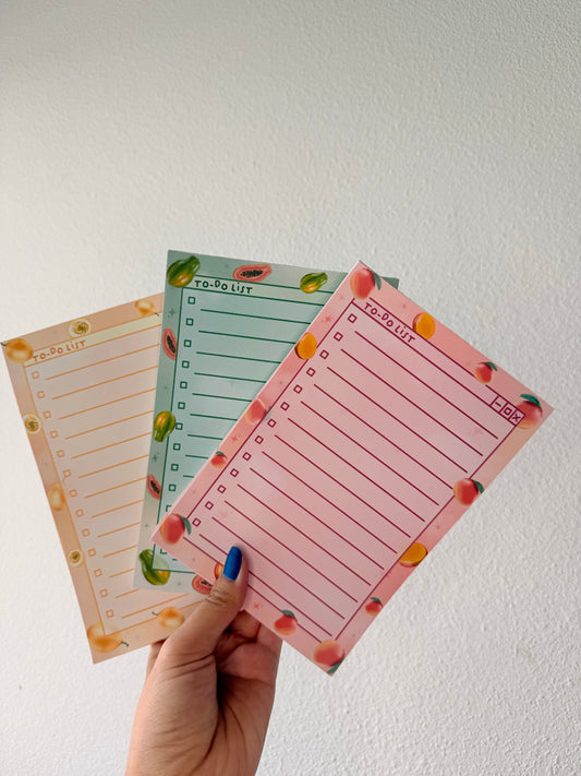 Tropical Fruit To-Do List Notepads – Papaya, Mango, Lilikoi