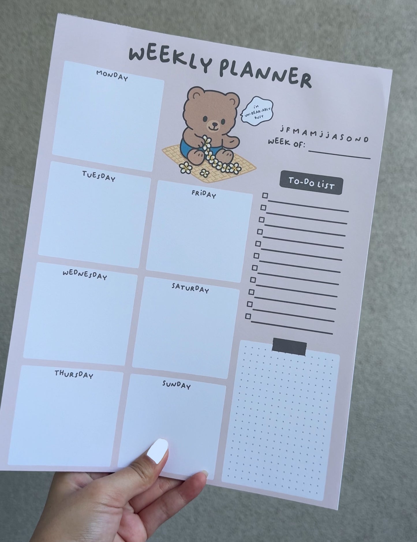 Mocha Bear Weekly Planner – Lei Making & Milk Tea Duo